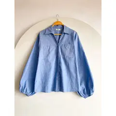 MOSH - Blusa manga bombacha celeste