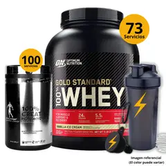 UNIVERSE NUTRITION - Proteína Gold standard whey de 5lb Vainilla + Creatina Kevin Levrone de 500gr + regalos