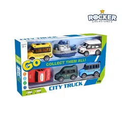 GENERICO - JUGUETE CARRITOS MEDIOS DE TRASPORTE 6 PIEZAS