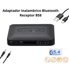 GENERICO - Adaptador Transmisor Receptor Bluetooth 5.4 Inalambrico B58