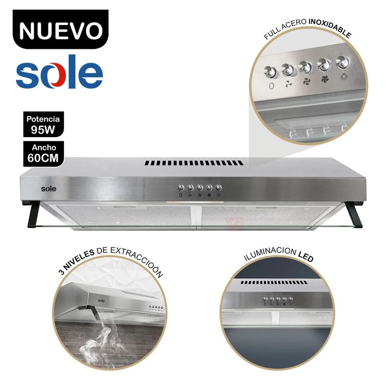 Campana Extractora Roma TURE15C0V2 Acero Inoxidable 60cm