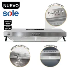 SOLE - Campana Extractora Roma TURE15C0V2 Acero Inoxidable 60cm