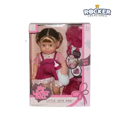 GENERICO - MUÑECA BEBE CON 6 SONIDOS Y HACE PIS ( CABELLO MARRON)