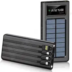 SUPER - Power Bank Solar 4 En 1 15000 Mah Carga Rápida Led Pantalla Led