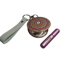 GENERICO - Espejo de Cartera Y Mini Perfumero Morado de 5ml