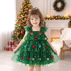 GENERICO - VESTIDO DE NIÑA DE NAVIDAD - DISEÑO DE NAVIDAD