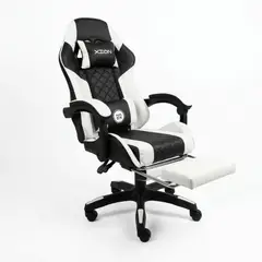 XION - Silla Gamer Ergonómica Victory con Masajeador, Posapiés y Reclinación 135° Blanco