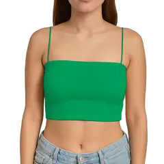 GENERICO - Top Straple Con Tirantes Cola De Rata Rib Grueso New-08 Color Verde
