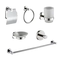 GENERICO - Set De 6 Accesorios De Baño Acero Inoxidable Plata