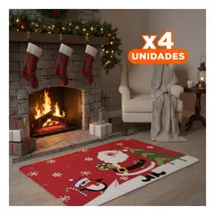 GENERICO - Pack4 Tapiz para Navidad en Rojo 40x60cm Y+Regalo Stickers
