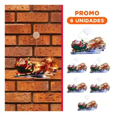 ANIMALIA - Pack6 Muñeco Papa Noel en Trineo A Succion en Color Amarillo