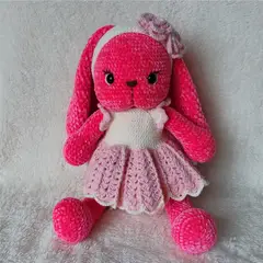 GENERICO - Coneja rosa amigurumi 37cm - tejido peluche - adorno