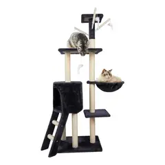 EVERSO - Torre Rascador Tipo Árbol Para Gatos 5 Niveles Con Hamaca Gris Oscuro