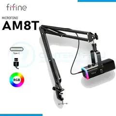 FIFINE - Micrófono AM8T Black con Brazo