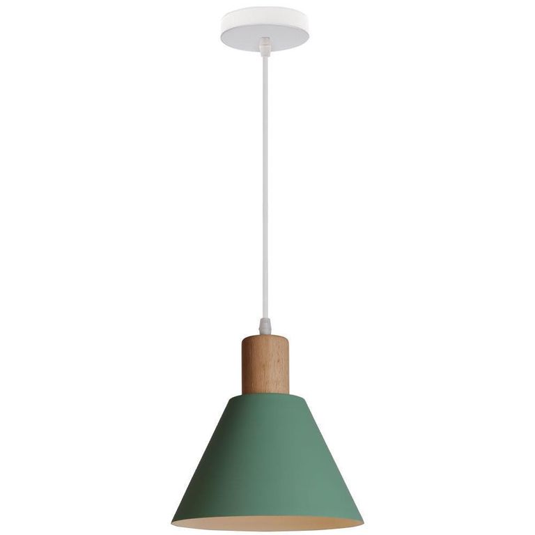Lámpara colgante de techo de metal madera Moderno E27 ø20cm - Verde