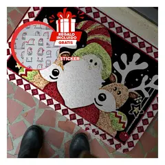 GENERICO - Tapete Navideño de Renos en Negro 40x60cm Y+Regalo Stickers