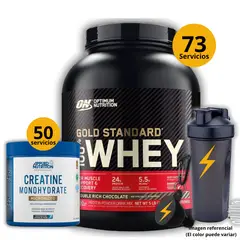 UNIVERSE NUTRITION - Proteína Gold standard whey de 5lb Chocolate + Creatina Applied Nutrition de 250gr + regalos