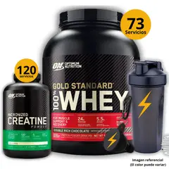 UNIVERSE NUTRITION - Proteína Gold standard whey de 5lb Chocolate + Creatina Optimum Nutrition de 600gr + regalos