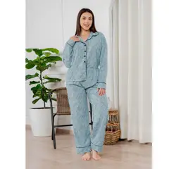 SOÑALIERE - Pijama Mujer Seda Francesa Estampada Manga Larga con Pantalón