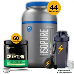 UNIVERSE NUTRITION - Proteína Isopure de 3lb Vainilla + Creatina Optimum Nutrition de 300gr + regalos