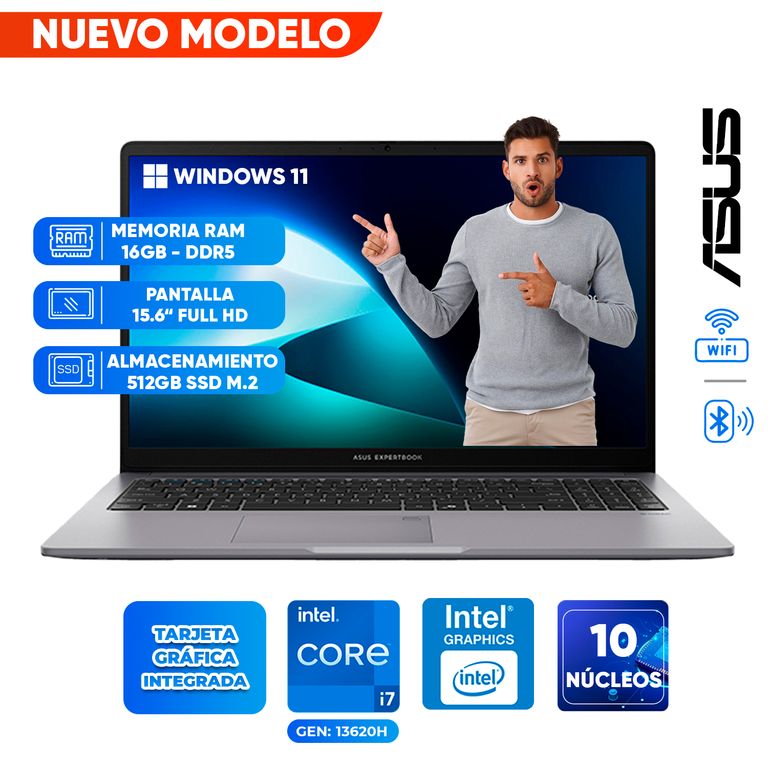 Laptop ExpertBook P1, Core i7-13620H, 16GB DDR5, 512GB SSD, 15.6 FULL HD TN