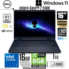 DELL - Laptop ALIENWARE 16 Aurora Intel Core 7 240H 16GB DDR5 RAM 1TB SSD RTX 5050-8GB 16" WQXGA
