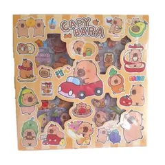 GENERICO - BOX DE100 PLANCHITAS DE STIKER CAPIBARA CARS