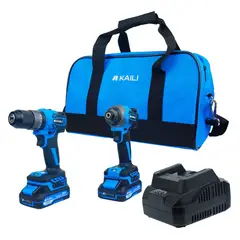 KAILI - Taladro Percutor Kaili+Atornillador Impacto+2 Baterias 2AH