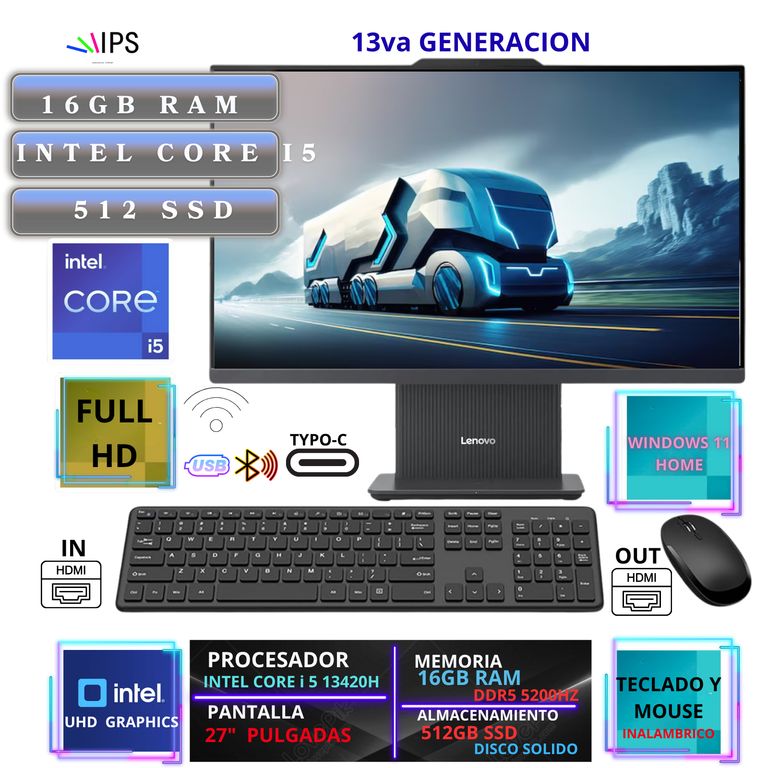 ALL IN ONE IdeaCentre 27IRH9 27 FHD Core i5-13420H 16GB 512GB windows 11