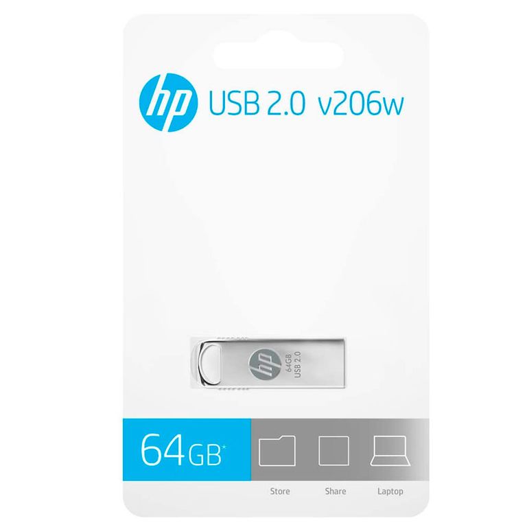 Memoria USB V206W 64GB USB 2.0 Silver (HPFD206W-64)