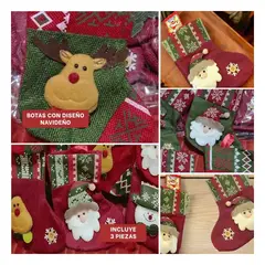 GENERICO - Botas de Navidad con Diseño de Rombo para Sala en Rojo Verde