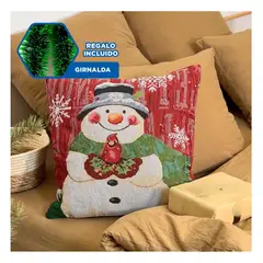 GENERICO - Cojin Decorativo de Estampado Navideno Rojo Y+Guirnalda Nav