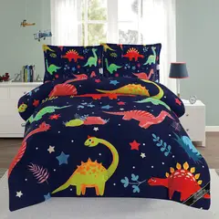 GENERICO - EDREDON NIÑOS HAIRIFON - ESTAMPADO DINOSAURIOS NEGRO