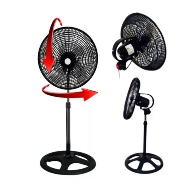 Ventilador Orbital 360° de 5 Aspas Metalicas Malla Plastica 3 en 1 18"