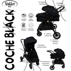 Stokker Baby - Coche Moises Black Mango Regulable para Bebe