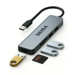 SEISA - Adaptador Hub Con Puertos USB 3.0 SD Y TF