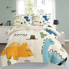 GENERICO - EDREDON NIÑOS HAIRIFON - ESTAMPADO DINOSAURIO BLANCO