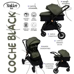 STOKKER BABY - Coche Moises Black Mango Regulable para Bebe