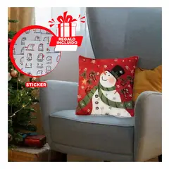 SKYBLOO - Funda para Cojin Navideño en Rojo 40X40cm Y+Regalo Stickers