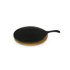 RECORD - SARTEN OVALADA DE HIERRO FUNDIDO CON BASE DE MADERA