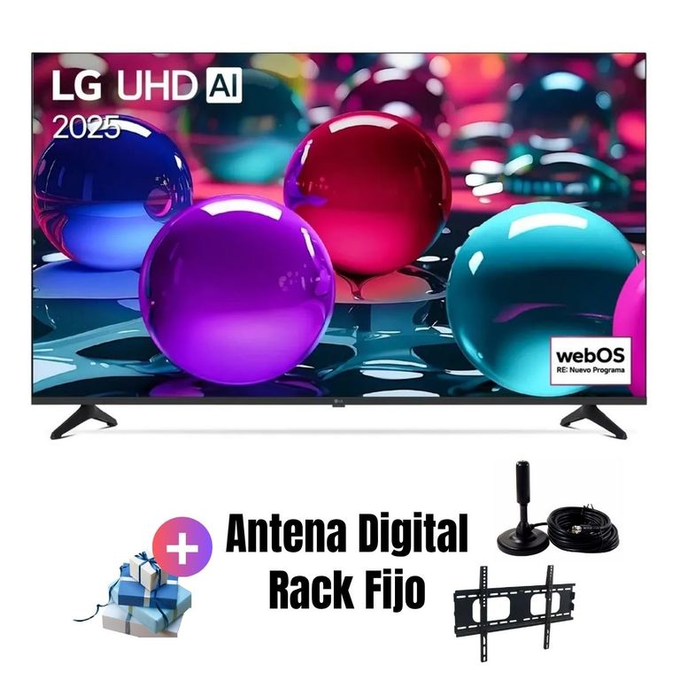 Televisor Smart UHD 43'' AI 4K 43UA7300PSB 2025 + Rack Fijo + Ant
