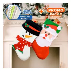 RYBIU IMPORT - Pack2 Adorno de Bota Navidad en Blanco Y+Papel de Regalo