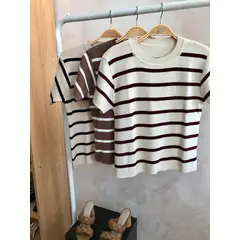 GENERICO - Polo a Rayas Negro con Beige Estacion 108