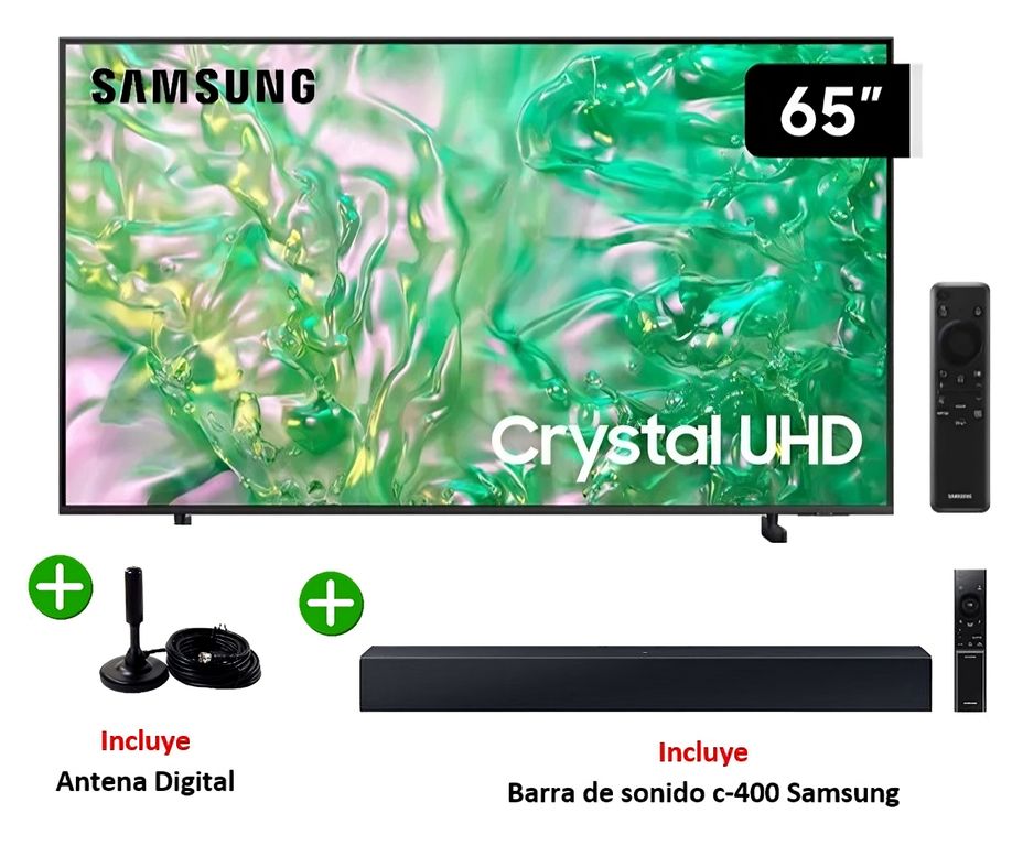 Televisor 65 Crystal UHD 65DU8000 4K Tizen OS Smart Tv + Antena Digital + Soundbar