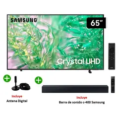 SAMSUNG - Televisor 65 Crystal UHD 65DU8000 4K Tizen OS Smart Tv + Antena Digital + Soundbar