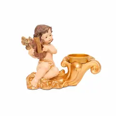 PANORAMA HOGAR - Ángel Porta Vela Panadecor Dorado con Lira 12CM de Poliresina