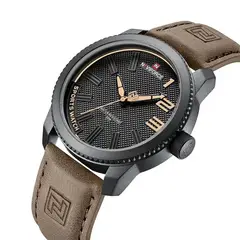 NAVIFORCE - Reloj 9202 correa de cuero Marrón Oscuro