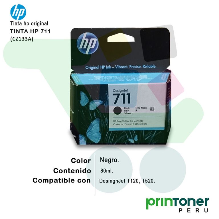 TINTA 711 CZ133A NEGRO 80ML. T120 T520