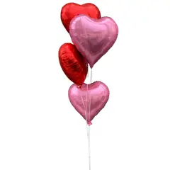 GENERICO - Bouquet de 4 Globos - Globos con helio Rojo o rosa