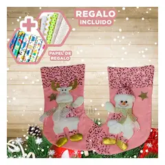 SKYBLOO - Bota Sencilla de Papanoel en Rosado Y+Papel de Regalo